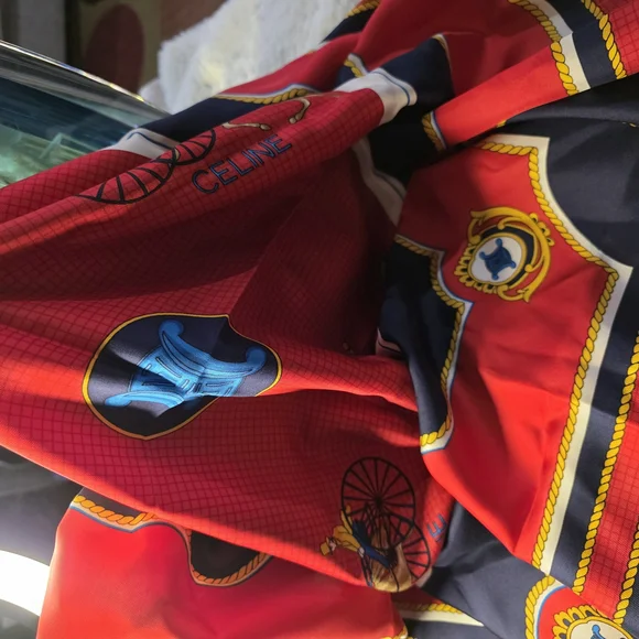 Celine Red and Blue Scarf - Picture 4 of 4